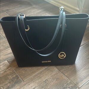 Michael Kors Black Saffiano Leather Tote with Gold Charm